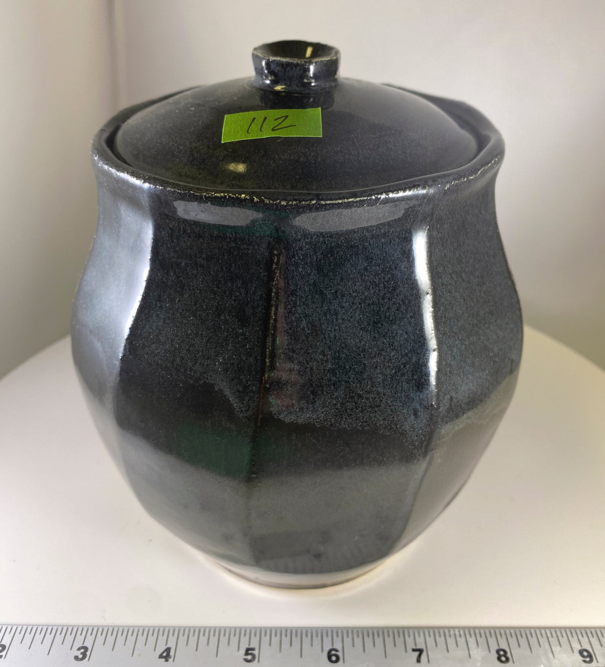 #112 Black Faceted Jar