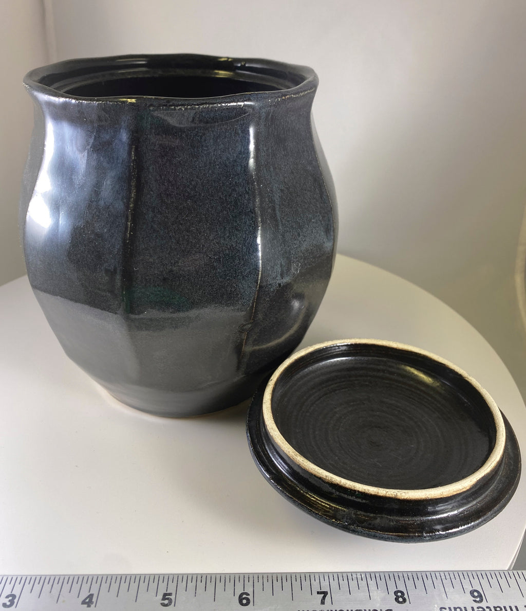 #112 Black Faceted Jar