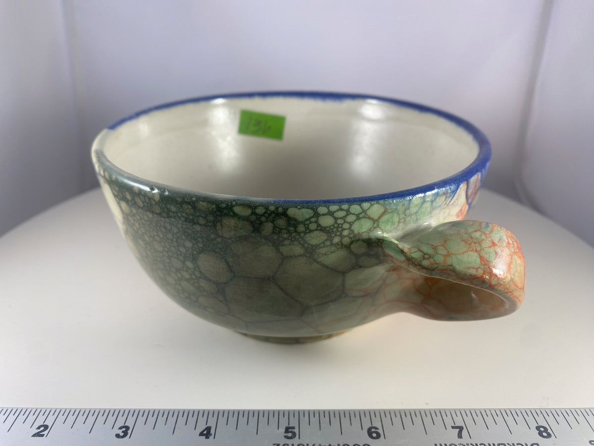 #136 Medium White Bowl w/ Handle